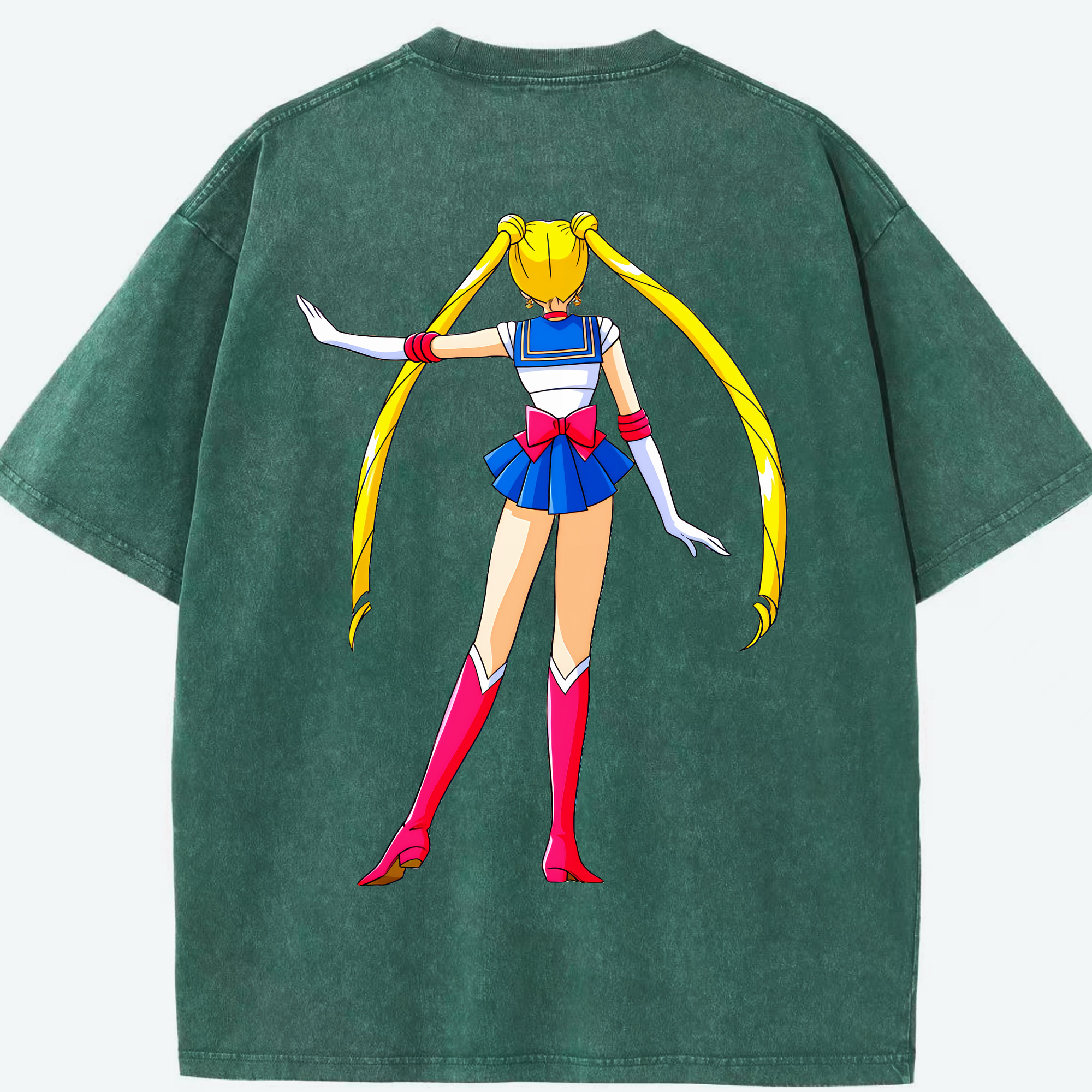 （画像用） 美少女戦士セーラームーン 月野 うさぎ つきの うさぎ Sailor Moon Tsukino Usagi 綿100% ヴィンテージ風 半袖Tシャツ（背面プリント）